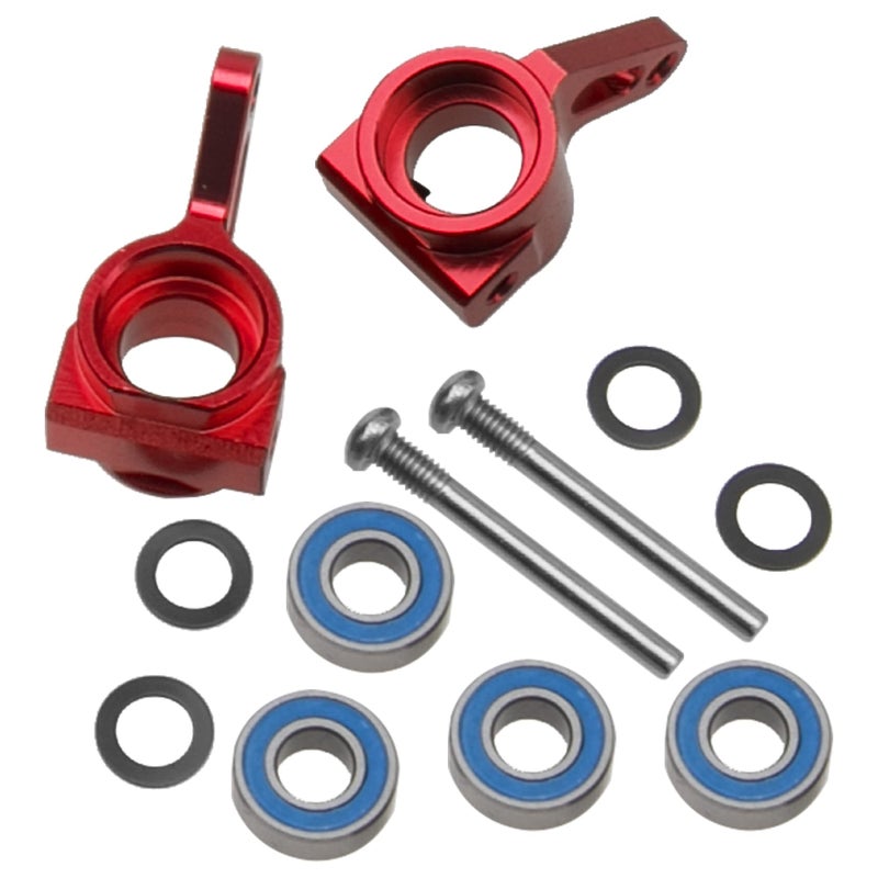 Vgoohobby Aluminum Front Steering Knuckles Carrier Blocks Steering Cup Compatible with 1/10 Traxxas Slash 2WD Rustler Stampede Bandit RC Car,Replace of 3736 (Red) - Image 2